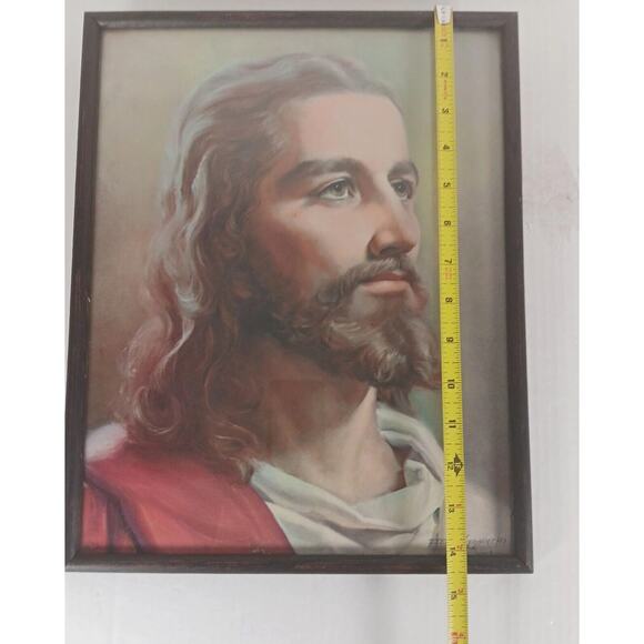 Vintage Peter Bianchi Jesus Christ Head Litho Print Religious Art USA 11 x14 - Picture 5 of 12